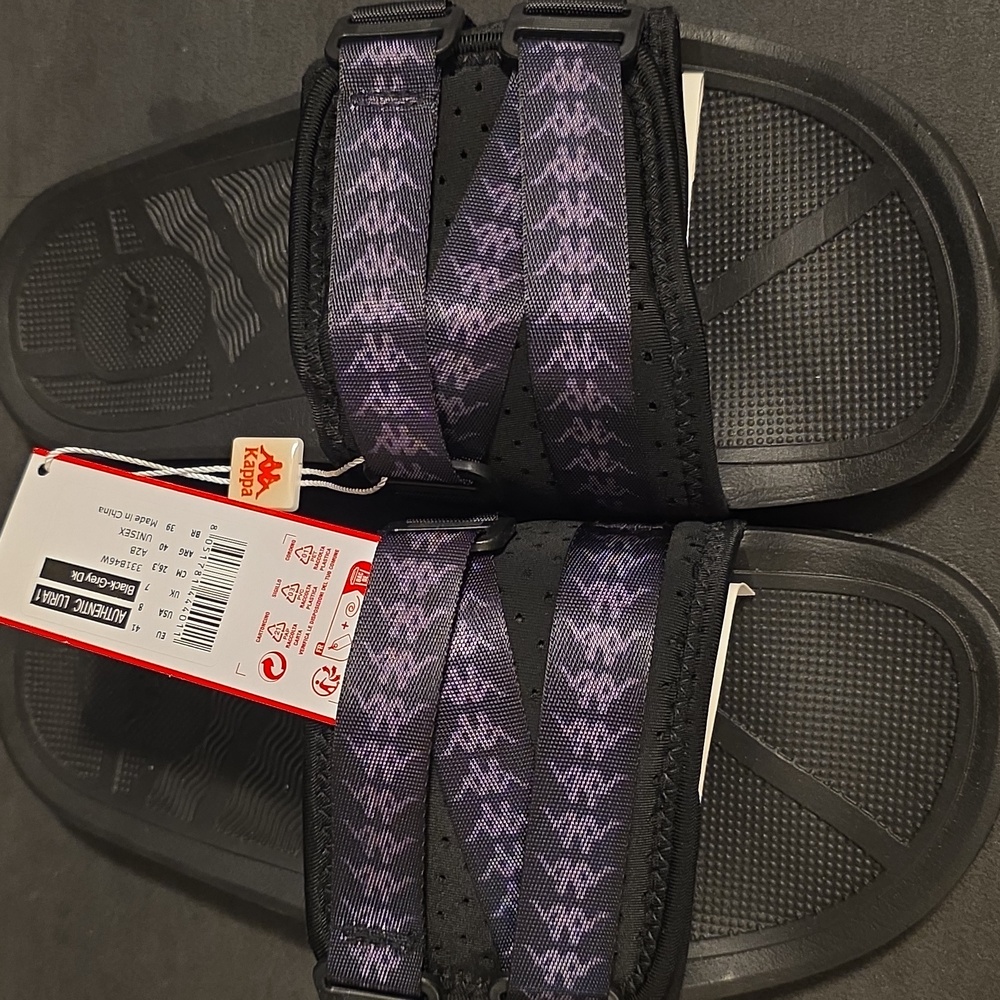 Brand New Unworn Kappa Authentic LURIA 1 slides Sizes Unisex 5 and 8 Black-Grey